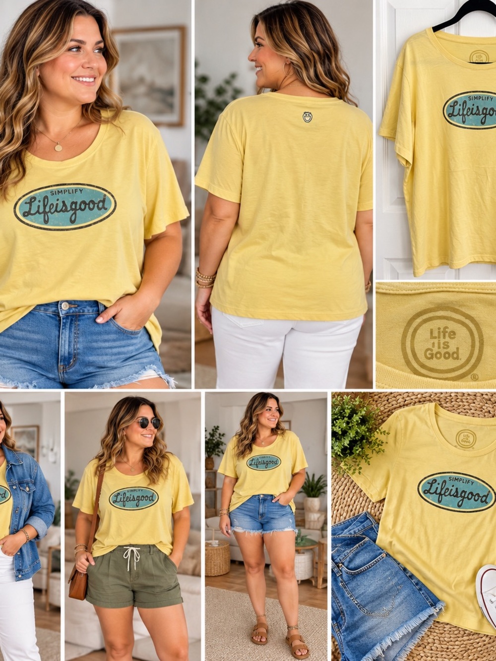 Life Is Good Yellow 'Simplify Lifeisgood' Short Sleeve Logo Tee